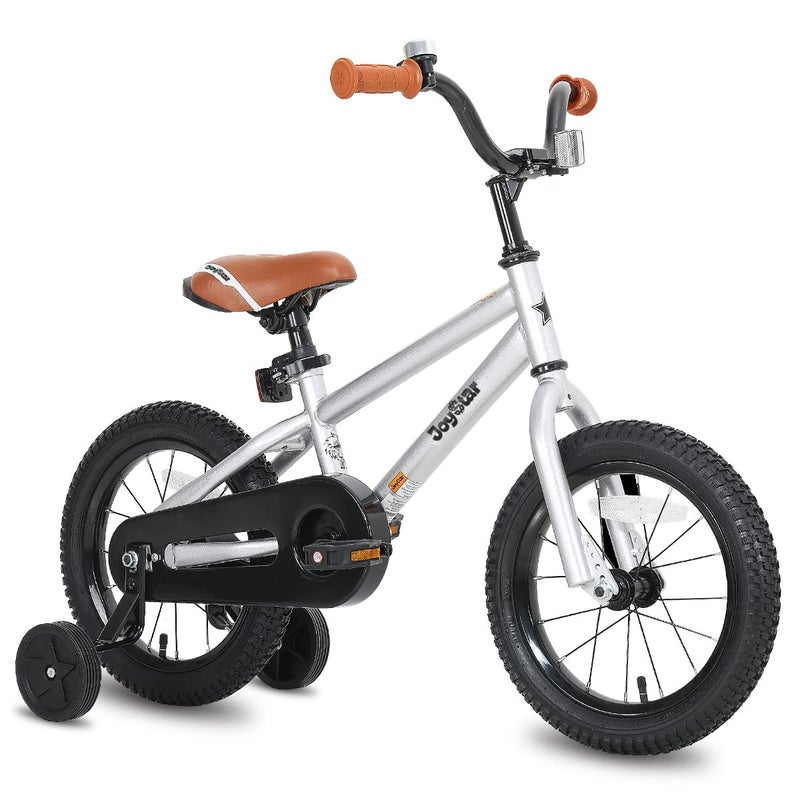 JOYSTAR 12 Inch Kids Bike for 2 3 4 Years Boys Girls Gifts Bikes Unisex Child Bicycle with Training Wheels BMX Style 85% Assembledv Silver - Image 1